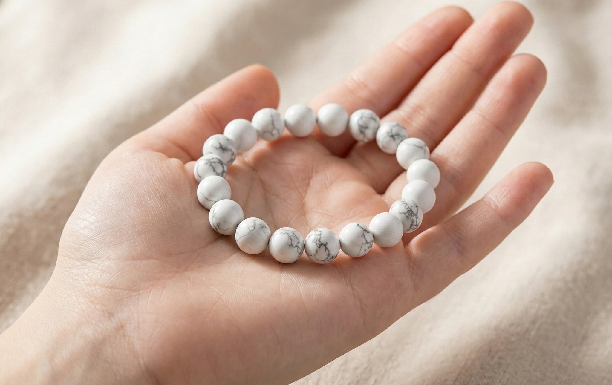 Howlite Crystal Bracelet (Calmness, Patience, Stress Relief)