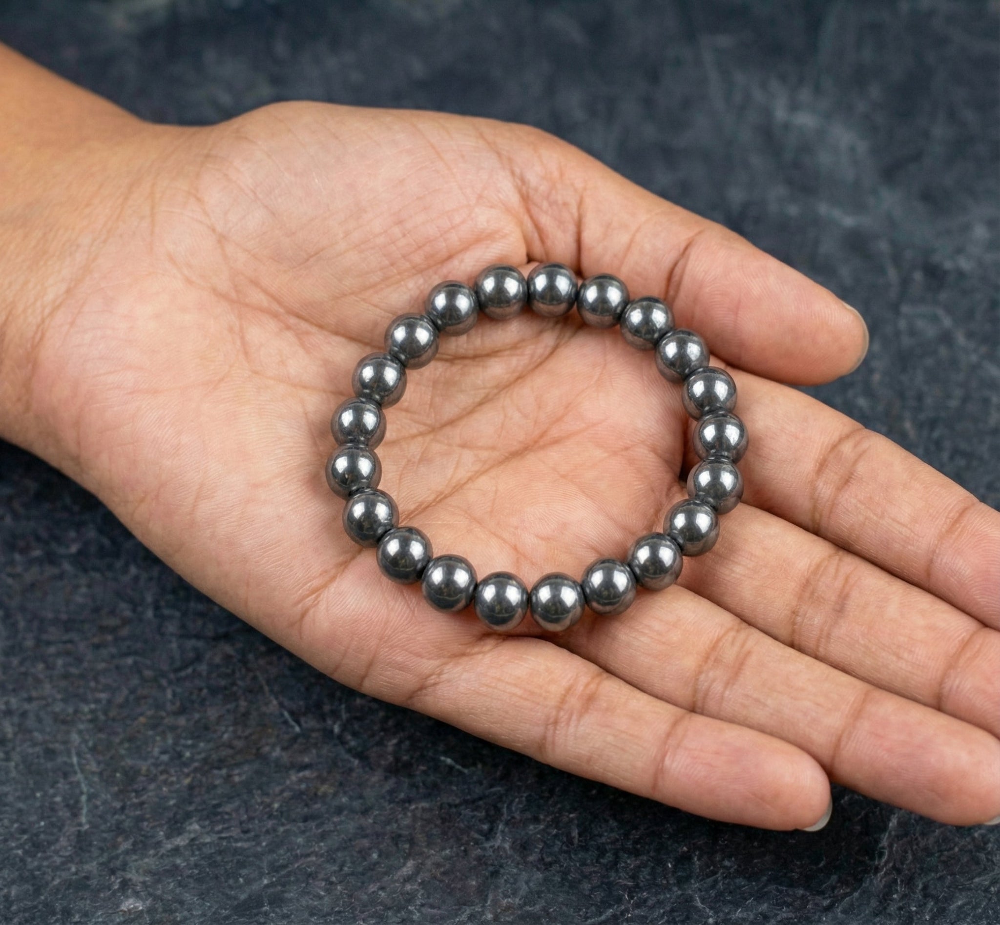 Hematite Crystal Bracelet (Grounding, Focus, Emotional Stability)