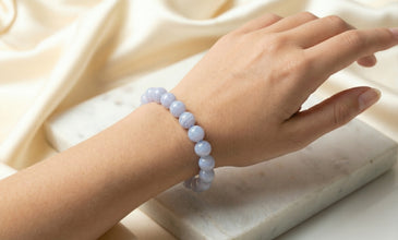 Blue Lace Agate Crystal Bracelet (Calmness, Communication, Emotional Balance)