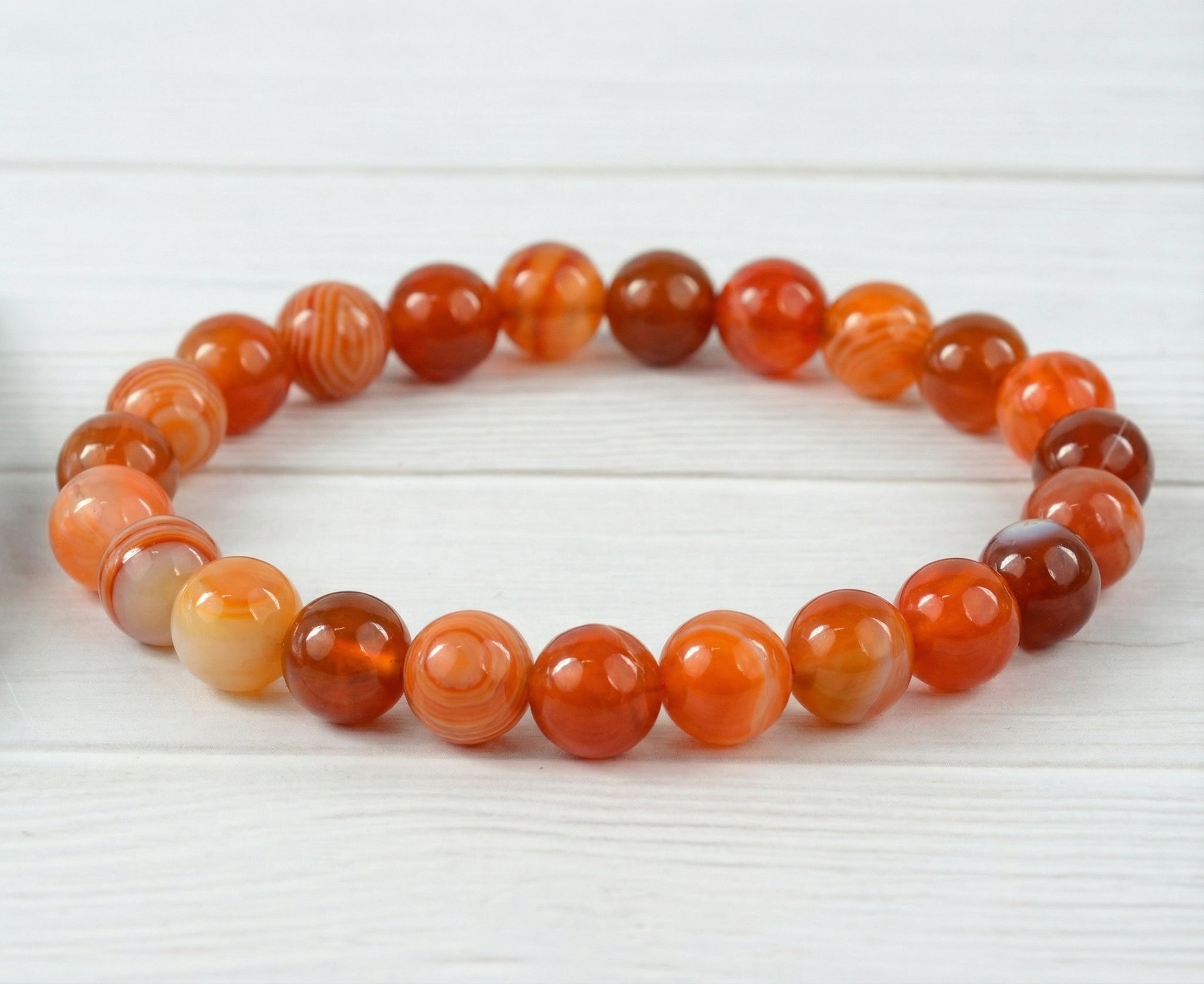 Carnelian Crystal Bracelet – Natural Grade (Confidence, Courage, Motivation)